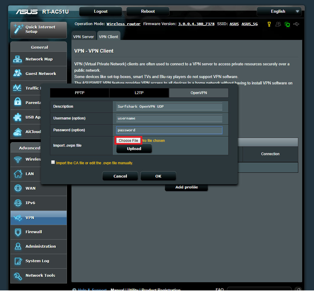 asus router configuration