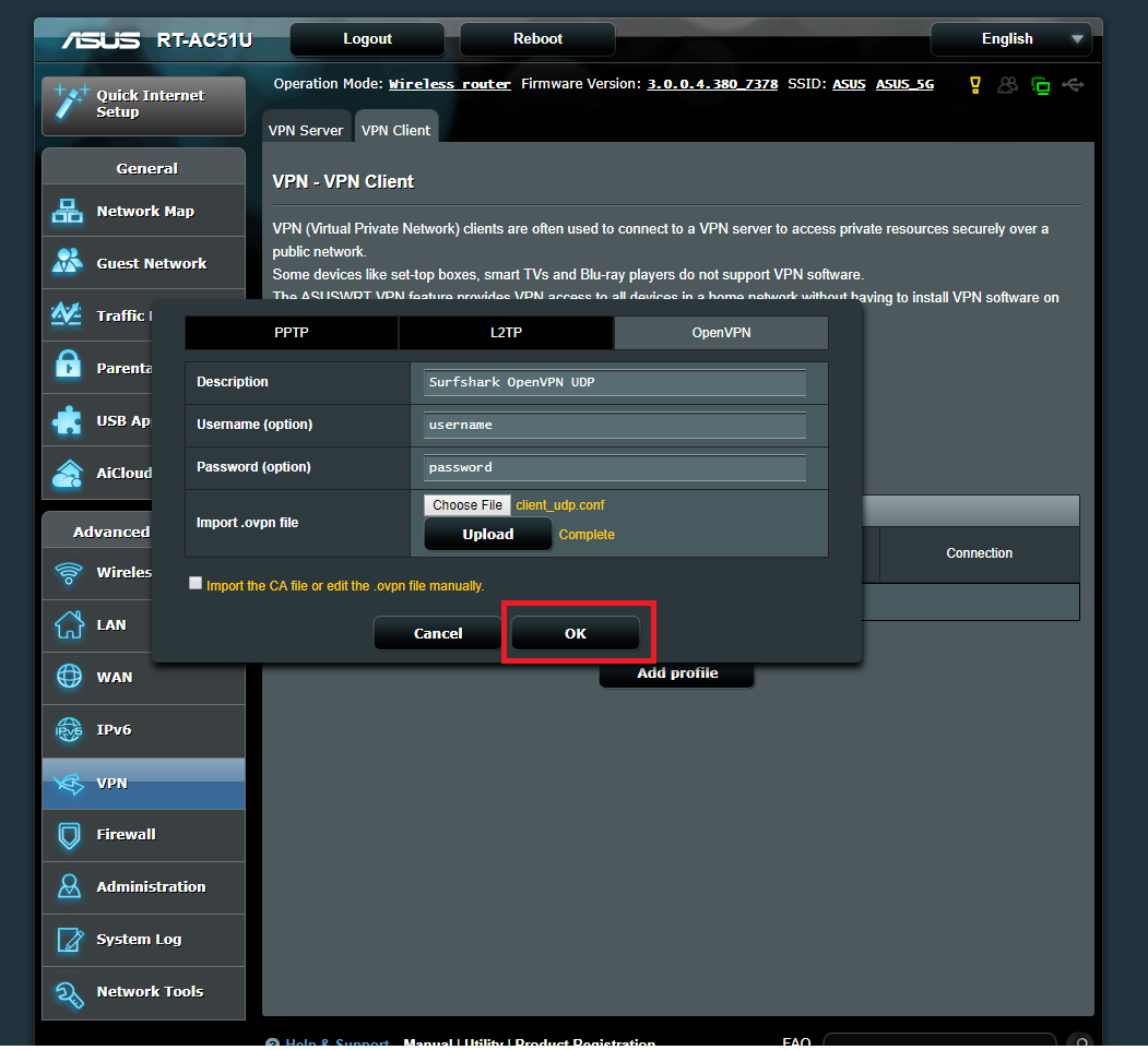 route via vpn surfshark