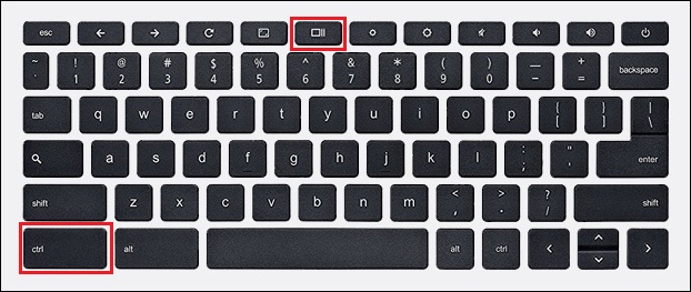 Chromebook-Tastatur mit hervorgehobenen Tasten Strg und Fenster anzeigen