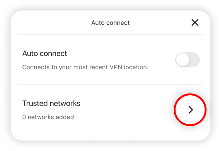 Arrow highlighted next to trusted networks 