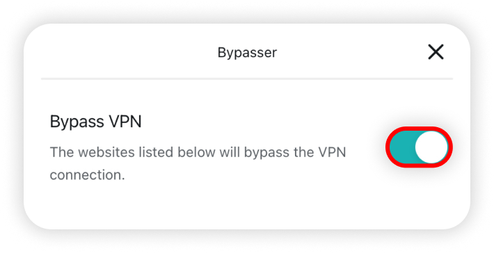 Bypasser toggle switch highlighted 